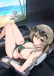 1girl bikini girls'_frontline long_hair looking_at_viewer sitting ump40_(girls'_frontline) ump40_(girls_frontline)
