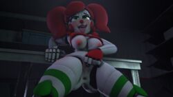 1girls 3d ahe_gao baby_(fnafsl) breasts circus_baby circus_baby_(fnaf) cleavage clown clown_girl fingering five_nights_at_freddy's freckles ginger gynoid red_hair redhead sexyfoxdude_(artist) so87baby solo source_filmmaker summer_of_87_baby twintails voluptuous