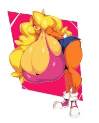 anthro anthro_female bandicoot big_breasts blonde_female blonde_hair breasts breasts_bigger_than_head breasts_bigger_than_torso cleavage cleavage_overflow crash_(series) davix-ilustrador female female_anthro female_furry furry furry_female gigantic_breasts huge_breasts jdwalkrat large_breasts spilling_out straining_clothing tawna_bandicoot tits_bigger_than_head tits_bigger_than_torso top_heavy top_heavy_breasts