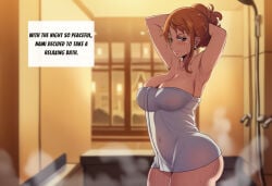 1girl 1girls ai_generated ass big_ass big_breasts blush breasts curvy curvy_figure female female_focus female_only nami_(one_piece) navel no_panties noberu nude nude_female one_piece orange_hair posing seductive seductive_body seductive_eyes seductive_gaze seductive_look seductive_pose seductive_smile sexy shower_room sweat sweatdrop sweating sweaty sweaty_body tied_hair towel_only wet_body