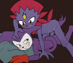 anal anal_penetration anthro anthro_on_anthro anthro_penetrated anthro_penetrating anthro_penetrating_anthro bandai_namco biped blush butt clothing colored crossover digimon digimon_(species) digital_media_(artwork) dominant dominant_anthro dominant_male drai_(artist) duo erection forehead_gem from_behind_position gem generation_4_pokemon genitals gloves green_eyes handwear hi_res impmon jockey_position looking_at_another looking_at_partner lying male male/male male_anthro male_penetrated male_penetrating male_penetrating_male motion_lines nintendo nude_anthro nude_male on_front penetration penile penile_penetration penis penis_in_ass pokemon pokemon_(species) prone_bone_position red_eyes sex submissive submissive_anthro submissive_male tail weavile
