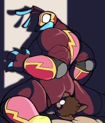 ambiguous_gender anal ant antennae_(anatomy) anthro arthropod bat big_ears big_nose carameltsi clothed clothing colored curled_fur curly_hair duo elbow_pads exoskeleton facesitting female female/ambiguous fur hair hi_res hymenopteran insect la_reina_(rivals_of_aether) looking_at_viewer looking_back looking_back_at_viewer lucha_libre_mask lying mammal mandibles mask muscular muscular_female on_back oral partially_clothed rimming rivals_of_aether sex shaded simple_background sitting sitting_on_another sports_mask sportswear ti-ti walk-in wearing_mask wide_eyed wrestler wrestling_mask