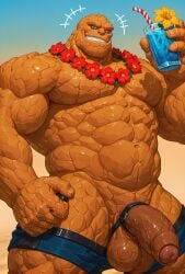 1boy ai_generated bara barazoku cock drvlar gay male male_focus male_only marvel marvel_comics marvel_rivals muscular muscularmale penis smug solo the_thing_(marvel) the_thing_(marvel_rivals) yaoi