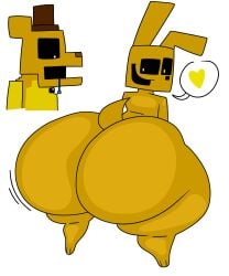 animatronic anthro bear big_ass big_butt bottom_heavy bunny bunny_ears bunny_tail curvy curvy_figure drooling femboy five_nights_at_freddy's fredbear_(fnaf) furry gay heart huge_butt lagomorph large_ass lucas_lora7 male male_only massive_ass massive_butt rabbit robot scottgames smile smiling spring_bonnie spring_bonnie_(fnaf) thick_butt thick_thighs top_hat voluptuous yellow_body yellow_skin