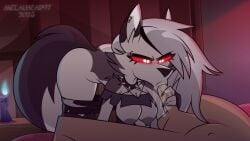 about_to_have_sex angry_expression ass big_ass big_breasts blowjob exposed_breasts helluva_boss inminent_sex loona_(helluva_boss) metalhead97 wanting_cock