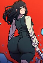 1girls ai ai_generated ass_focus back_view behind_view big_ass big_butt bubble_ass bubble_butt chainsaw_man female female_focus female_only looking_at_viewer novelai solo thick_thighs yoru_(chainsaw_man)