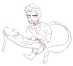1boy fallout fallout_4 gay giant_penis macro_penis male male_focus male_only paladin_danse unrealistic_penis_size