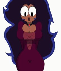 1girls 2021 animated big_breasts black_lipstick bouncing_breasts breasts cartoon_network choker cleavage dark-skinned_female dark_hair dark_skin dress female female_focus female_only gerelksombra_(artist) gif lipstick long_hair milf navy_blue_hair ok_k.o.!_let's_be_heroes purple_dress solo solo_female source_request tagme vampire wilhamena