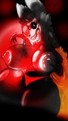 9:16 anthro bikini_thong black_body black_eyes black_fur black_hair bone breasts canid canine canis claws clothing exposed_breasts female fur hair hi_res long_tongue lunnybunny19 m4l4_du_waffle mammal monster orange_clothing pupils red_clothing red_thong red_underwear scp-1471-a scp_foundation skull skull_head solo swimwear thong tongue tongue_out underwear white_pupils wolf
