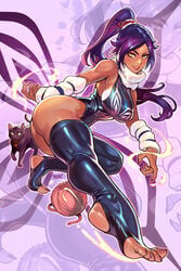 1girls ass big_breasts bleach butt cat feet female female_focus female_only foot_fetish foot_focus high_resolution highres long_hair nail_polish painted_nails painted_toenails patreon patreon_reward purple_toenails reiq sharp_fingernails shihouin_yoruichi sideboob soles stirrup_legwear stirrup_socks stirrups thick_thighs thighhighs thighs toenail_polish toes yarn