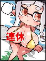amboomoon big_ass big_breasts bikini gold_bikini golden_week huge_breasts inkling inkling_girl splatoon thick_thighs
