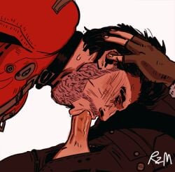 2boys animated animated_gif blowjob blowjob_only fallout fallout_4 gay gif male male_focus male_only paladin_danse