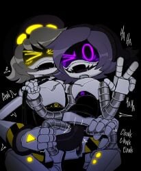 1boy 1boy1girl 1girls intercourse male/female murder_drones n_(murder_drones) penetration penis_in_pussy purple_eyes purple_hair robot robot_sex sex tentacle_cock uzi_(murder_drones) vicious_fiend