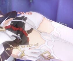 2girls 3d 3d_(artwork) arlecchino_(genshin_impact) big_ass caked_up fat_ass female/female genshin_impact grabbing_ass hand_on_ass lesbians sandrone_(genshin_impact) stockings_thigh_highs talking talking_to_partner white_panties yuri