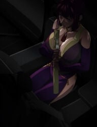 1girls backseat bare_breasts bare_midriff bare_navel bead_necklace beads bible_black bible_black_new_testament blunt_bangs bob_cut bodysuit breasts breasts_out bridal_gauntlets busty center_opening city_background curvaceous curvy curvy_female curvy_figure facing_viewer female female_focus female_only front_view holding_object huge_breasts jewelry knees_together_feet_apart lipstick looking_at_viewer makeup mature mature_female midriff milf nail_polish navel necklace night nipple_slip nipples no_bra no_bra_under_clothes pants pinup purple_eyes red_hair revealing_clothes seat shin_bible_black short_hair sitting solo takashiro_hiroko uncensored upper_body vehicle vehicle_interior vest voluptuous weapon wide_hips window