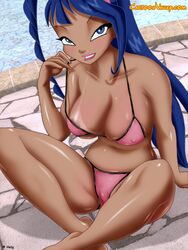 1:3 1girls 2d 4kids_entertainment asian belly big_breasts bikini blue_eyes blue_hair breasts cartoonvalley.com crossed_legs dark_blue_hair fake_smile feet female_focus helg human long_hair musa musa_(winx_club) nickelodeon pigtails pink_bikini pool pussy rainbow_(animation_studio) sitting sitting_on_floor smiling_at_viewer solo stone_floor tan tanline tanlines undressing undressing_self visible_teeth winx_club