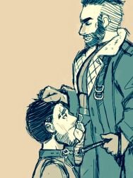 arthur_maxson blowjob collar fallout fallout_4 gay male male_focus male_only paladin_danse