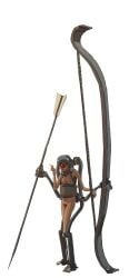 bow breasts_out cyborg_girl filth_(artist) naked pin_up robot scifi smoking solo weapon