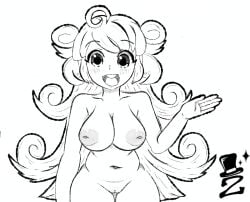 1girl 1girls 2026 areola areolae arm_up belly big_breasts big_eyes black_and_white blush breasts chubby chubby_belly chubby_female chubby_girl collarbone completely_naked completely_naked_female completely_nude completely_nude_female curled_hair fat fat_ass female female_focus female_only green_eyes hi_res inverted_nipples kai_(battle_cats) large_breasts long_hair monochrome navel nipples nude nude_female nyanko_daisensou orange_hair pussy shoulders sketch smile smiling solo solo_female solo_focus the_battle_cats thick thick_ass thick_butt thick_hips thick_thighs thigh_gap thighs very_long_hair waving wavy_hair wide_hips