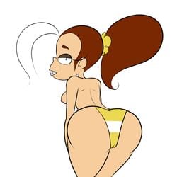 1girls ass ass big_ass big_butt breasts brown_hair female female_only large_ass lazeedoodler looking_back luan_loud nipples no_bra panties solo solo_female solo_focus the_loud_house thick_thighs thighs topless underwear white_background