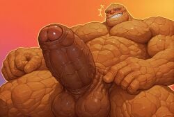 1boy ai_generated bara barazoku cock drvlar gay male male_focus male_only marvel marvel_comics marvel_rivals muscular muscularmale penis smug solo the_thing_(marvel) the_thing_(marvel_rivals) yaoi