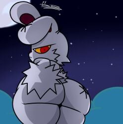 2d 2d_(artwork) big_ass bloody_bunny bloody_bunny_(character) bubble_ass bunny_ears grabbing_own_ass looking_at_viewer looking_back moon night night_background night_sky red_eyes serious_look sinner20033 tagme unknown_gender white_skin