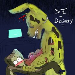 1:1 animatronic clothing digital_media_(artwork) duo english_text five_nights_at_freddy's five_nights_at_freddy's_3 gore guts human infurmary intestines lagomorph machine male male/male male_only mammal organs robot simple_background sketch springtrap springtrap_(fnaf) text video_games