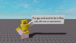 :3 femboy furry hand_on_hip penis roblox roblox_studio robloxian sign socks text