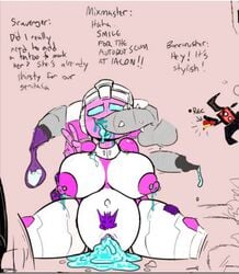 1girls 2d after_sex arcee arcee_(g1) big_breasts blowjob blue_cum creampie cum cum_in_pussy cum_inflation decepticon_insignia dialogue disembodied_penis english_text excessive_cum eyes_rolling_back fellatio female female_focus gangbang giant_breasts huge_areolae huge_breasts lactation laserbeak mind_break mindbreak multiple_penises nipples oral oral_sex pierced_nipples robot robot_girl ruined_pussy slave stomach_bulge straight tattoo text thehoeartist thick_thighs transformers transformers_g1 unusual_lactation