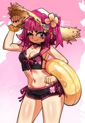 1girls 2026 boobs bows brawl_stars dressed female female_only hat melodie_(brawl_stars) mitskid not_porn pink_eyes pink_hair short_hair shorts solo solo_female solo_focus summer swimsuit swimwear