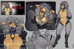 anthro fat_ass fully_clothed furry kaiarts mommy robot sha_(the_walten_files) sheep the_walten_files thick_thighs tight_clothing tongue wiggle