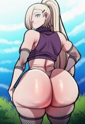 1girls ai ai_generated ass_focus back_view behind_view big_ass big_butt bubble_ass bubble_butt female female_focus female_only ino_yamanaka looking_at_viewer naruto_(series) novelai solo thick_thighs