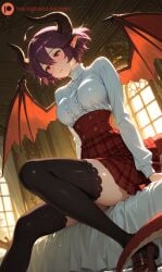1female 1girl 1girls ai_generated anime anime_character anime_girl artist_name artist_signature beautiful beautiful_girl beauty blush cute dragon_girl ecchi female flat_belly flat_stomach hentai hi_res high_quality high_resolution horns mature_female medium_breasts mysteria nervous oiled oiled_skin on_bed petite petite_body petite_female seductive shiny_skin shy sitting slim slim_female slim_waist stable_diffusion tail thighhighs uncensored watermark wings younger_female