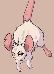 3_toes absurd_res barefoot blush blush_lines bodily_fluids cum cum_on_back cum_on_face dangling feet female feral fur genital_fluids hi_res mammal mina_(mina_the_hollower) mina_the_hollower mouse murid murine notched_ear nude rodent semi-anthro solo stardustspears toes white_body white_fur yacht_club_games