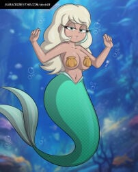 1girls artist_name blonde_hair blue_hair breasts bubble disney disney_channel disney_xd doc.b eyebrows_visible_through_hair female female_only freckles freckles_on_face green_eyes half-closed_eyes jackie_lynn_thomas looking_at_viewer merfolk mermaid mermaid_tail multicolored_hair navel pasties seashell seashell_pasties shell solo star_vs_the_forces_of_evil two-tone_hair underwater very_long_hair