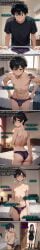 ai_generated black_eyes black_hair boner caught crossdressing femboy feminine_male panties short_hair sissy small_penis twink