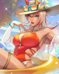 1girls ami_han ass ass_focus beach big_ass bikini female female_only marvel marvel_rivals swimsuit thick_thighs white_fox_(coastal_kumiho) white_fox_(marvel) white_fox_(marvel_rivals)