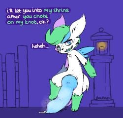 2022 alternate_version_at_source animal_genitalia animal_penis anthro anthrofied bakap big_penis biped bodily_fluids canine_genitalia canine_penis colored digital_media_(artwork) dripping ellipsis emanata english_text fur generation_4_pokemon genital_fluids genitals gloves_(marking) green_hair hair half-erect huge_penis hyper hyper_genitalia hyper_penis knot knotted_penis knotting_request laugh leg_markings legendary_pokemon looking_at_viewer male male_anthro markings musky_penis navel nintendo nude_anthro nude_male open_mouth open_smile oral_request penis pokemon pokemon_(species) pokemorph precum precum_drip question_mark requesting sex_request shaymin sky_forme_shaymin small_but_hung smile smiling_at_viewer socks_(marking) solo talking_to_viewer text white_body white_fur