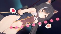 3d animated artist_request bottomless cat_ears chinokiraw female female_only grey_eyebrows grey_eyes grey_hair kyaru_(princess_connect) princess_connect! sex_toy suspension_bondage tagme twintails video