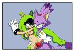 afrosoricid areola barbell_piercing blaze_the_cat blue_eyes breasts clothing colored domestic_cat duo ear_piercing eyelashes feet felid feline felis female female_penetrated fur genitals gloves green_body green_fur gynomorph gynomorph/female gynomorph_penetrating gynomorph_penetrating_female handwear idw_publishing intersex intersex/female intersex_penetrating intersex_penetrating_female long_eyelashes mammal nipple_dip nipple_piercing nipples one_eye_closed orange_eyes penetration penile penile_penetration penis_in_vagina piercing purple_body purple_fur ring sega sex sonic_the_hedgehog_(comics) sonic_the_hedgehog_(idw) sonic_the_hedgehog_(series) spread_legs spreading starioforreal surge_the_tenrec tail tenrec vaginal vaginal_penetration vulva