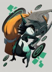 1girls ass big_ass blue_nipples breasts female female_focus female_only glowing_tattoo helmet imp imp_midna large_ass long_hair looking_back midna nintendo nipples nude orange_eyes shortstack sideboob solo solo_female tattoo the_legend_of_zelda thehumancopier thick_thighs thighs twilight_princess yellow_sclera