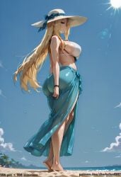1girl 1girls absurd_res ai_assisted ai_generated alpha_(the_eminence_in_shadow) anime artist:charlychad007 ass ass_focus beach blonde_hair blue_eyes boobs breasts bubble_butt butt butt_focus charlychad007 curvaceous curvy curvy_figure elf full_body hair_flowing high_resolution highres hourglass_figure huge_ass huge_butt large_breasts light-skinned_female long_hair looking_back ocean patreon patreon_logo patreon_username pointy_ears sarong shiny_skin side_view sideboob solo standing sunlight the_eminence_in_shadow thick_thighs thighs voluptuous water_drops white_bikini_top wide_hips
