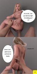 1boy 1girls 3d 3d_(artwork) aged_up blonde_female blonde_hair death_stranding death_stranding_2:_on_the_beach doggy_style mexican_male missionary_position pale-skinned_female penetration petrikov767 self_insert self_upload sex text text_box text_bubble tomorrow_(death_stranding) vaginal_penetration