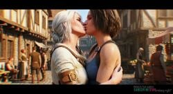 2girls against_wall ai_generated animated black_hair capcom cd_projekt_red ciri clothed_sex crossover edited girls_only google_gemini grok grok_imagine jill_valentine kissing mature_female mikey-rg97 music passionate_kiss resident_evil short_hair silver_hair sound tagme the_witcher_3:_wild_hunt video yuri