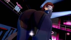 1girl animated ass ass_focus ass_shake atlus big_ass brown_hair club gif koikatsu makoto_niijima persona persona_5 phantom_thief_suit red_eyes strip_club twerking unknown_artist