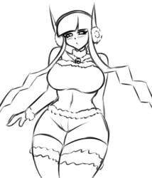 bell_collar big_breasts christmas christmas_dress christmas_outfit elesa_(pokemon) paizuiri_(artist) pokemon_bw sketch thick_thighs