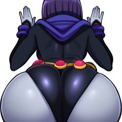 against_surface ass_focus bent_over big_ass black_leotard dc_comics female hands_on_wall raven_(dc) sole_female teen_titans thebenravenagenda