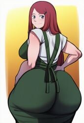 1girls ai ai_generated ass_focus back_view behind_view big_ass big_butt bubble_ass bubble_butt female female_focus female_only looking_at_viewer naruto_(series) novelai solo thick_thighs uzumaki_kushina