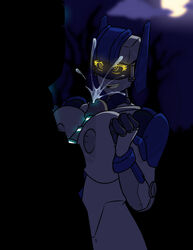 alien alien_girl big_breasts breast_squeeze breasts cum cum_on_face cumshot cybertronian fan_character female green_skin grey_body grey_nipples machine mechanical naughty_face night outercourse paizuri robot robot_girl straight transformers