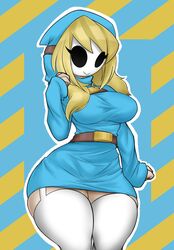 1girls ather-os ather_os big_ass big_breasts bimbo blonde_hair breasts clothing female female_only hoodie hourglass_figure large_ass large_breasts mario_(series) mask original shy_gal solo standing stockings thick_thighs thighs thin_waist tight_clothing wide_hips